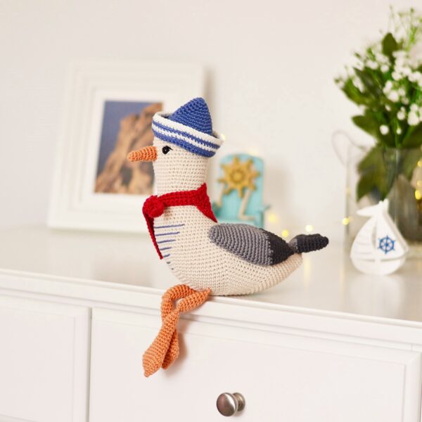 mister seagull crochet pattern , nautical home decor , baby shower , baby sprinkle